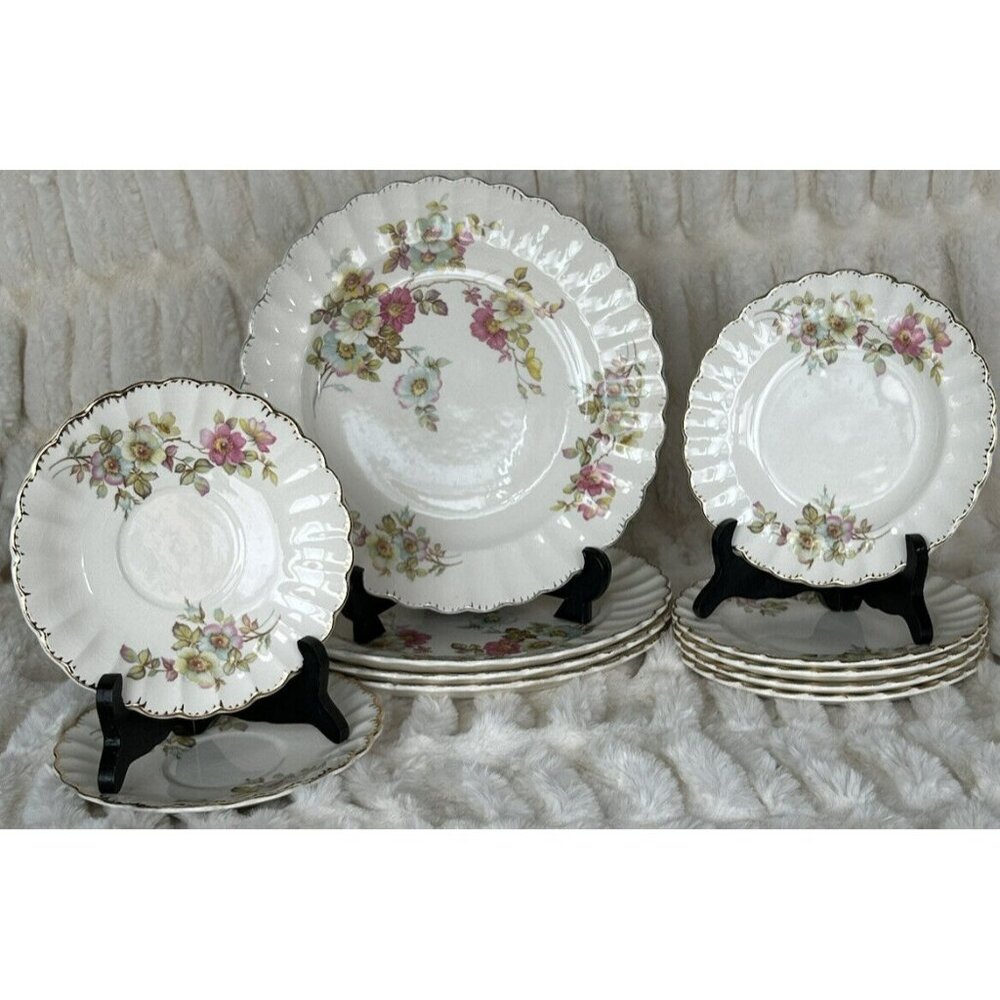 Limoges Plates 3 K G FE 22K Gold rim Bramble Set Of 11 Imperfect
